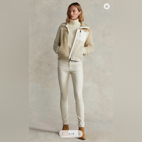 Polo Ralph Lauren Patchwork Leather-Trim Fleece Zip Jacket NWT - Picture 8 of 10